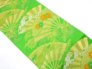 アンティーク　扇に波・草花模様織り出し袋帯（材料）